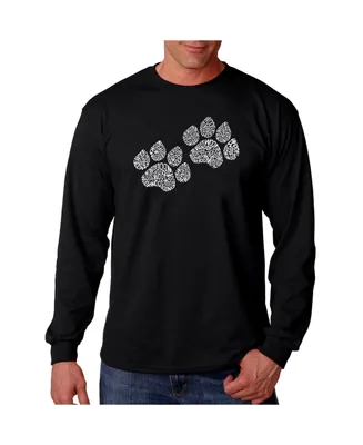 La Pop Art Men's Word Long Sleeve T-Shirt- Woof Paw Prints