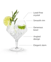 Viski Raye Angled Gin & Tonic Crystal Glasses, Set of 2, 14 Oz