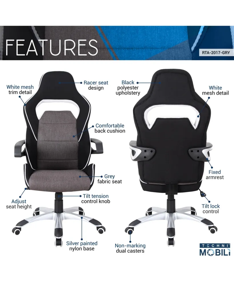 Techni Mobili Ergonomic Racing Style Home Office Chair