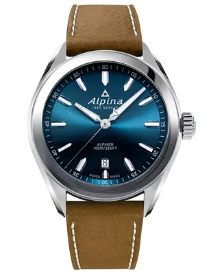 Alpina Men's Swiss Alpiner Brown Leather Strap Watch 42mm