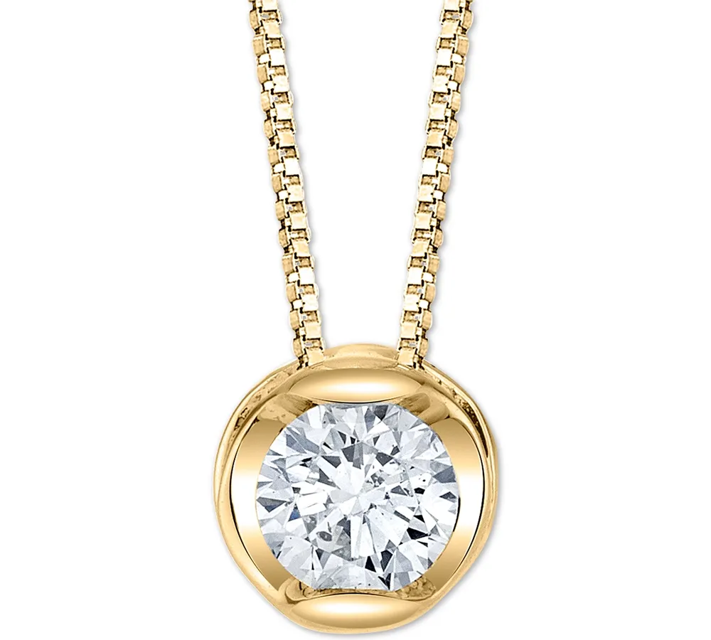 Diamond Circular 18" Pendant Necklace (1/5 ct. t.w.) in 14k Gold