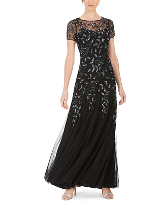 Adrianna Papell Women's Floral-Design Embellished Gown