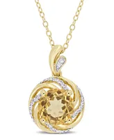 Citrine (1-4/5 ct. t.w.), White Topaz (1/7 ct. t.w.) and Diamond Accent Swirl 18" Necklace in 18k Yellow Gold Over Sterling Silver