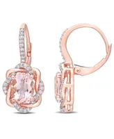 Morganite (2-1/3 ct.tw.) and Diamond (1/4 ct.tw.) Swirl Halo Earrings in 10k Rose Gold