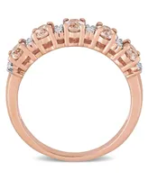 Morganite (1 ct. t.w.) and Diamond (1/6 Semi Eternity Ring 14k Rose Gold