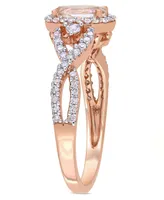 Morganite (3/4 ct. t.w.) White Sapphire (1/20 and Diamond (1/3 3-Stone Infinity Ring 10k Rose Gold