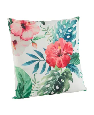 Saro Lifestyle Tropical Floral Printed Decorative Pillow, 18" x 18"