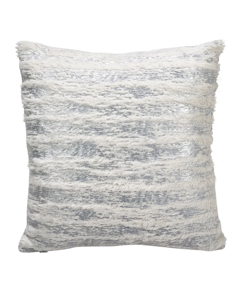 Saro Lifestyle Brushed Metallic Foil Printed Faux Fur Decorative Pillow, 15" x