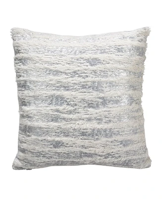 Saro Lifestyle Brushed Metallic Foil Printed Faux Fur Decorative Pillow, 15" x