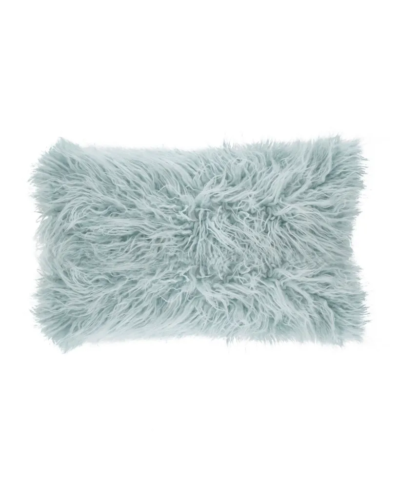 18x18 Faux Fur Throw Pillow Cover Ivory - Saro Lifestyle
