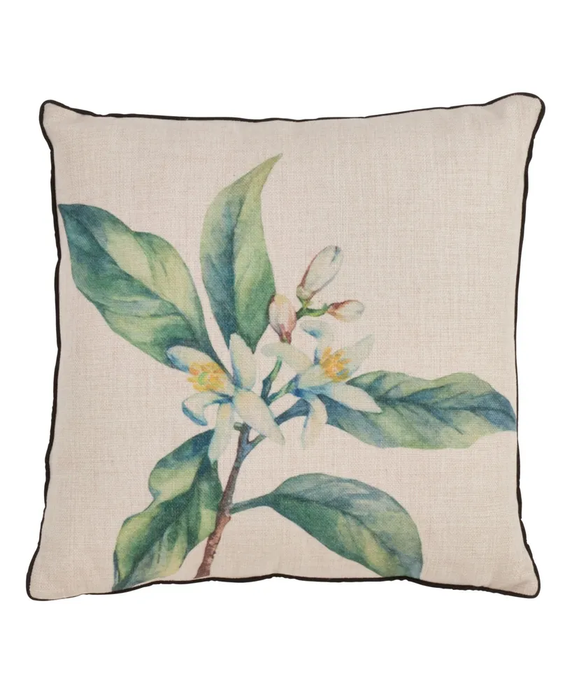 Saro Lifestyle Floral Citrus Printed Decorative Pillow, 18" x 18"