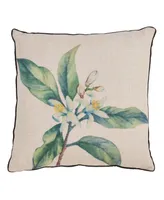 Saro Lifestyle Floral Citrus Printed Decorative Pillow, 18" x 18"