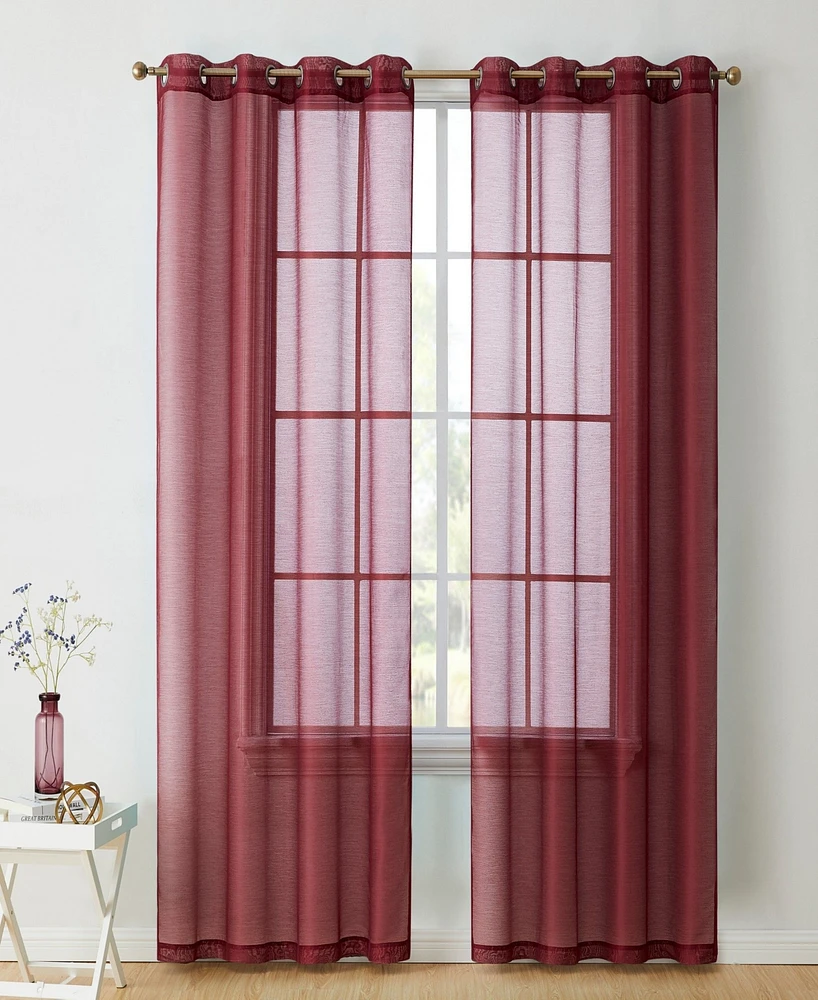 Hlc.me 2 Piece Semi Sheer Voile Window Curtain Drapes Grommet Panels for Bedroom, Living Room & Kids Room