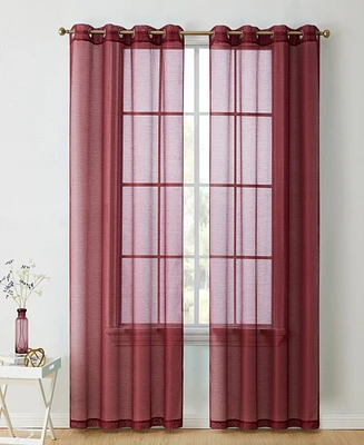 Hlc.me 2 Piece Semi Sheer Voile Window Curtain Drapes Grommet Panels for Bedroom, Living Room & Kids Room