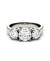 Moissanite Three Stone Ring 2 ct. t.w. Diamond Equivalent in 14k White Gold or 14k Yellow Gold