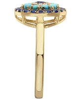 Effy Sapphire (1/2 ct. t.w.), Turqouise & Diamond (1/20 ct. t.w.) Statement Ring in 14k Gold