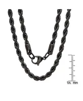 Steeltime Men's black Ip Plated Stainless Steel Rope Chain 30" Necklace