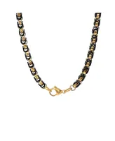 Steeltime Men's black Ip and 18k gold Plated Stainless Steel 24" Byzantine Chain Necklaces