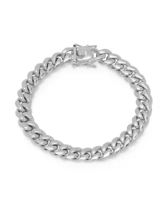 Steeltime Men's Stainless Steel Miami Cuban Chain Link Style Bracelet with 10mm Box Clasp Bracelet