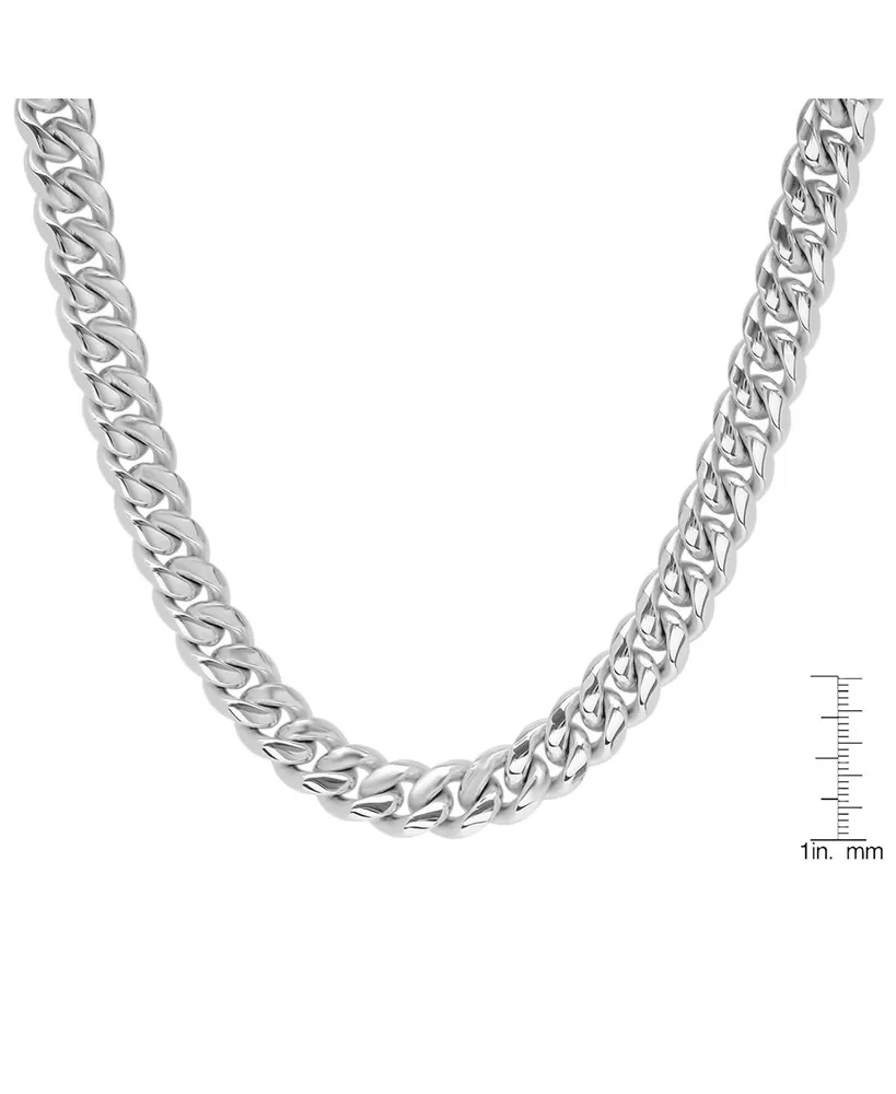 Steeltime Men's Stainless Steel 24" Miami Cuban Link Chain with 12mm Box Clasp Necklaces