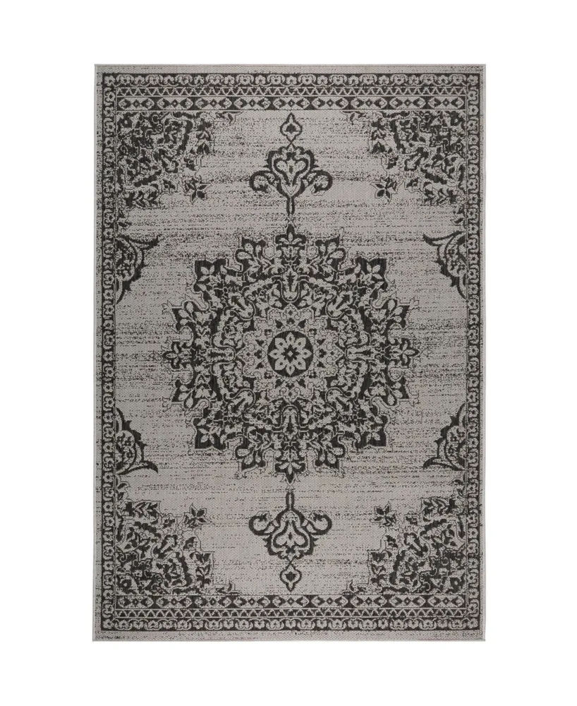 Nicole Miller Patio Country Azalea Gray 7'9" x 10'2" Outdoor Area Rug