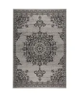 Nicole Miller Patio Country Azalea Gray 7'9" x 10'2" Outdoor Area Rug