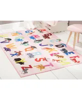 Eric Carle Elementary Alphabet Decorative Pink 6'6" x 9'5" Area Rug