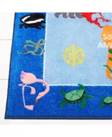 Eric Carle Elementary World Map Blue 6'6" x 9'5" Area Rug