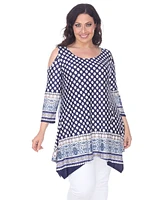 White Mark Plus Size Antonia Cut-Out Shoulder Tunic