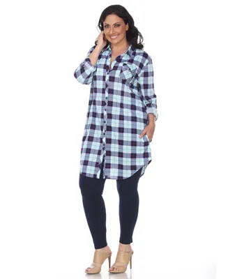 White Mark Plus Piper Stretchy Plaid Tunic
