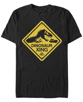 Jurassic Park Men's Dinosaur Crossing Sign Short Sleeve T-Shirt
