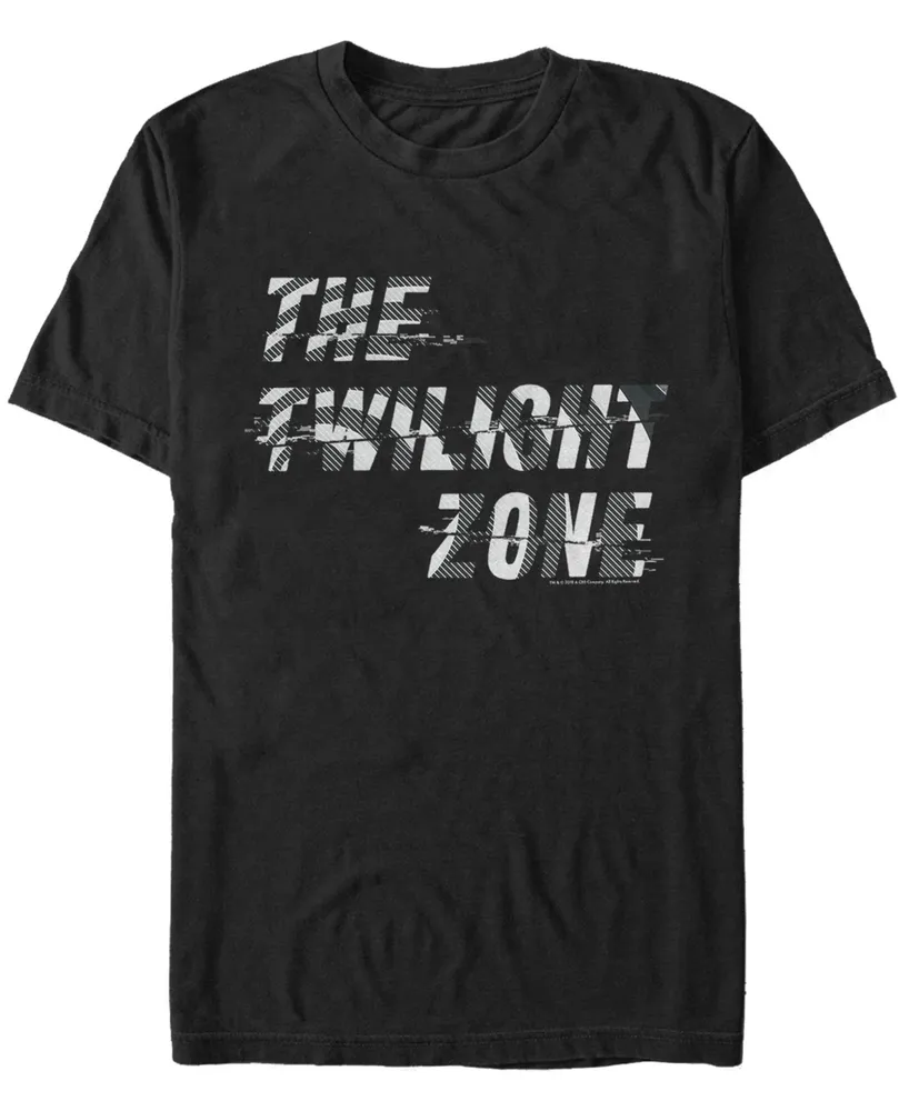 Twilight Zone Cbs Men's Black And White Tittle Glitch Short Sleeve T-Shirt