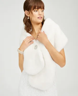Adrianna Papell Faux-Fur Embellished Shawl