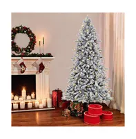 Puleo 7.5FT Pre-lit Flocked Birmingham Fir Artificial Christmas Tree