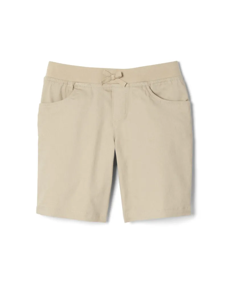 French Toast Big Girls Pull-on Tie Front Stretch Twill Short