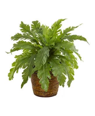 Nearly Natural 12" Fern Artificial Plant in Basket