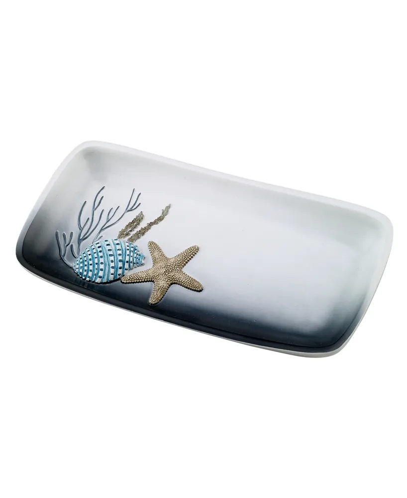 Avanti Blue Lagoon Ombre Seashells Bathroom Tray