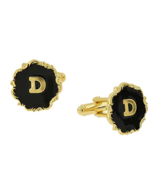 1928 Jewelry 14K Gold-Plated Enamel Initial D Cufflinks