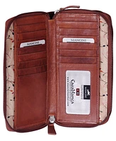 Mancini Casablanca Collection Rfid Secure Double Zipper Wallet