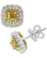 Effy Hematian Diamond Halo Stud Earrings (1-1/5 ct. t.w.) in 18k Gold & White Gold