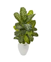 Nearly Natural 48" Dieffenbachia Artificial Plant in White Planter Real Touch