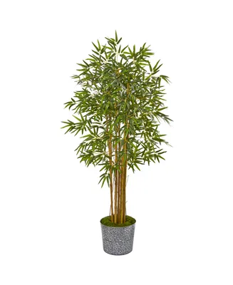 Nearly Natural 5' Bamboo Artificial Tree in Tin Planter