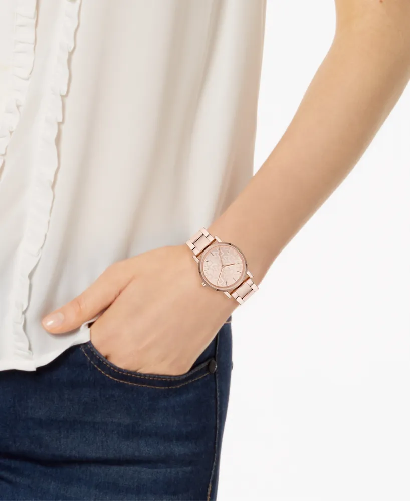 Dkny Women's Soho Rose Gold-Tone Stainless Steel Bracelet Watch 34mm