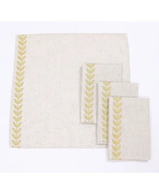 Manor Luxe Cute Leaves Crewel Embroidered Napkins 20" x 20", Set of 4