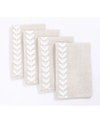 Manor Luxe Cute Leaves Crewel Embroidered Napkins 20" x 20", Set of 4