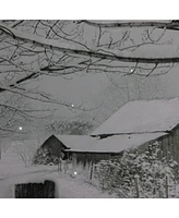 Northlight Large Fiber Optic Lighted Snowy Winter Cabin Canvas Wall Art, 15.75" x 23.5"