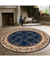 Closeout! Km Home 1590/4006/Navy Pesaro Blue 5'3" x 5'3" Round Area Rug