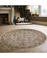 Closeout! Km Home 3812/1024/Cream Gerola Ivory/ Cream 5'3" x 5'3" Round Area Rug