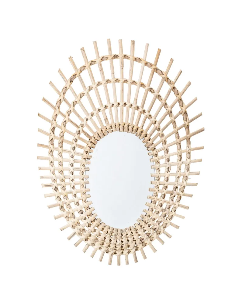 Bloomingville Decorative Beige Oval Rattan Mirror