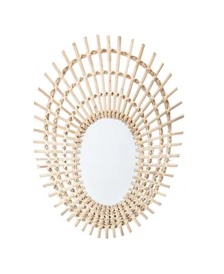 Bloomingville Decorative Beige Oval Rattan Mirror